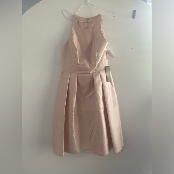 Alfred Sung High-Neck Satin Cocktail Dress With Pockets - D769 - Picture 4 of 10